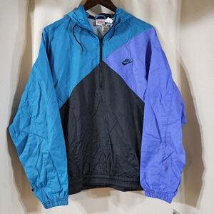 Nike 90s Pullover Nylon Windbreaker Large 1/4 Zip Hooded Vintage New Old Stock